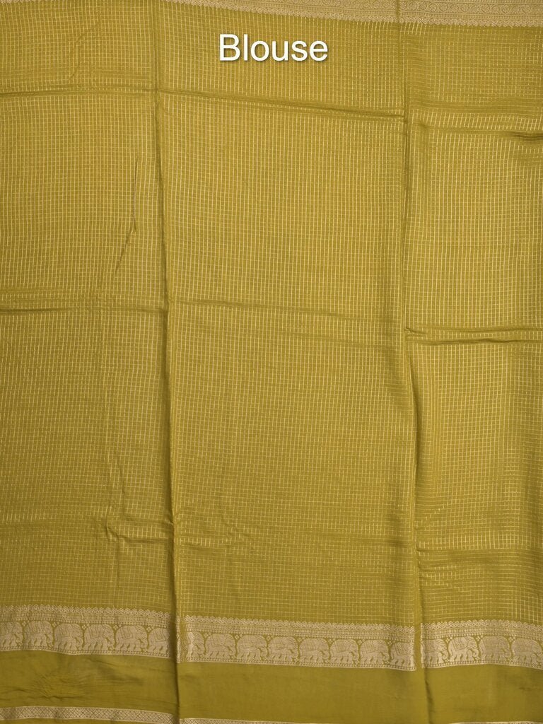 Dupion fancy saree allover checks & contrast border with zari pallu and plain blouse