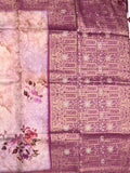 Dola silk fancy saree pastel purple color allover prints & zari border with rich pallu and contrast plain blouse