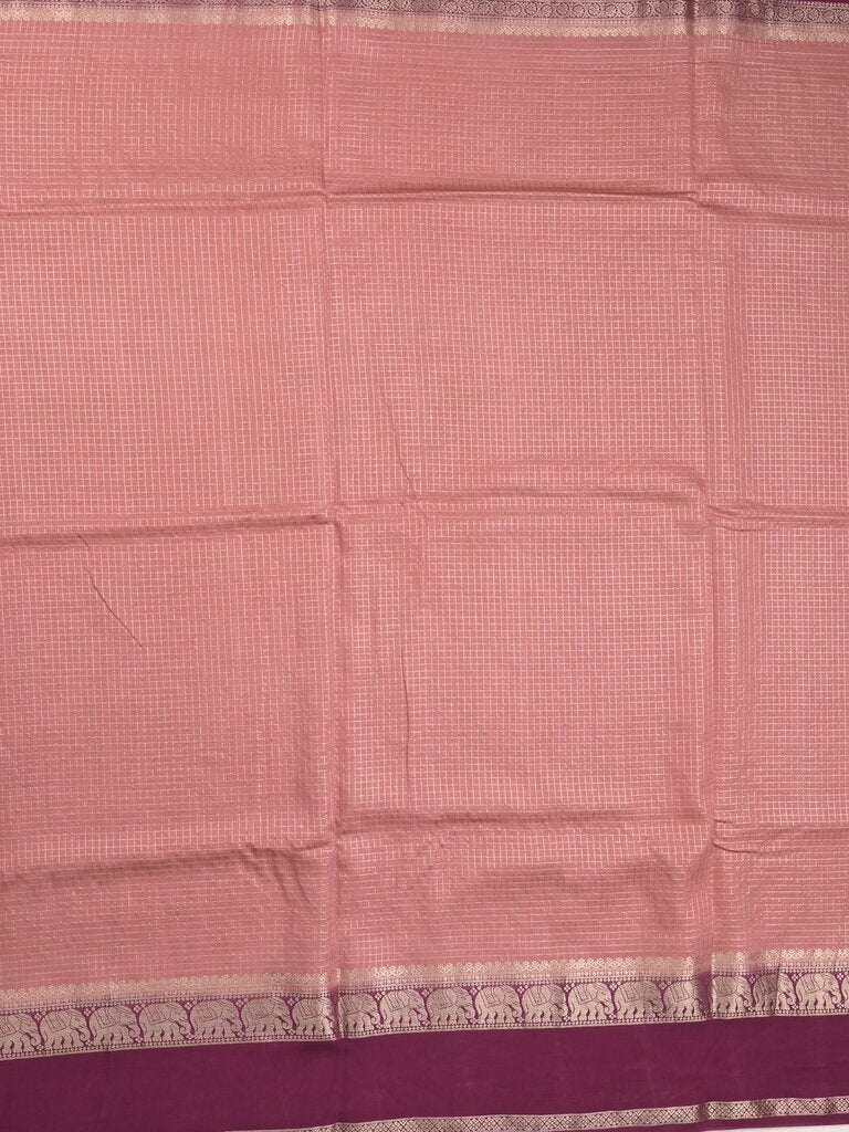 Dupion fancy saree allover checks & contrast border with zari pallu and plain blouse