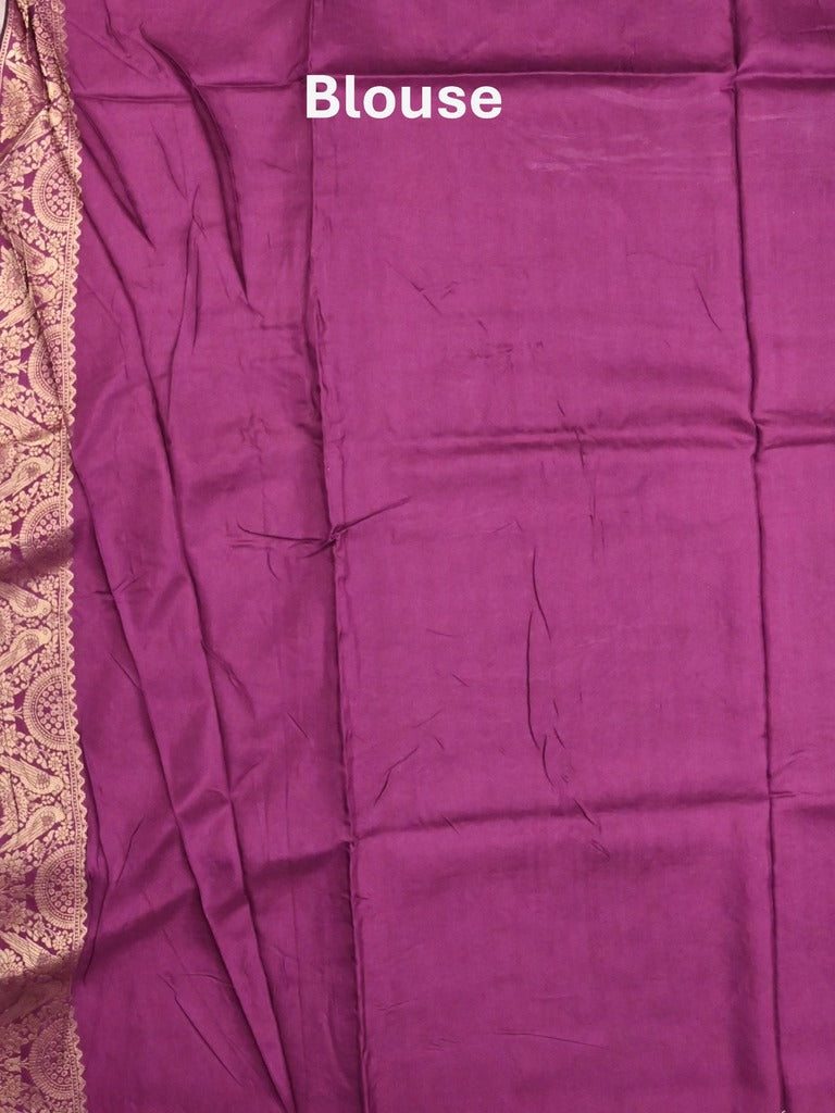 Dola silk fancy saree pastel purple color allover prints & zari border with rich pallu and contrast plain blouse