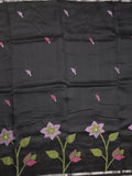 Chanderi jute fancy saree allover floral weaves with small zari border and attached plain blouse