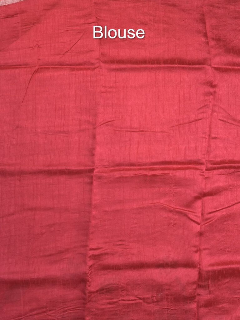Chanderi jute fancy saree allover floral weaves with small zari border and attached plain blouse