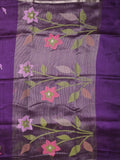 Chanderi jute fancy saree allover floral weaves with small zari border and attached plain blouse