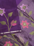 Chanderi jute fancy saree allover floral weaves with small zari border and attached plain blouse