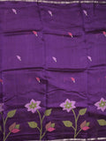 Chanderi jute fancy saree allover floral weaves with small zari border and attached plain blouse