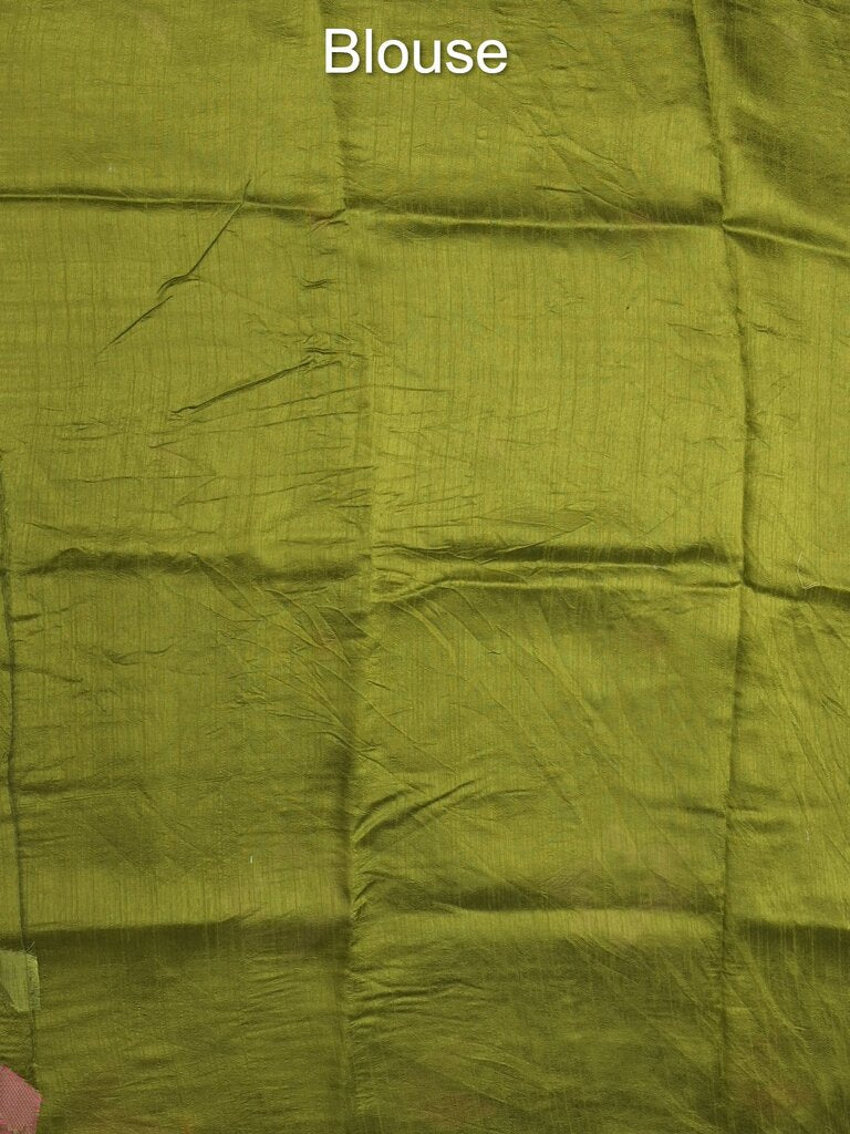 Chanderi jute fancy saree allover floral weaves with small zari border and attached plain blouse