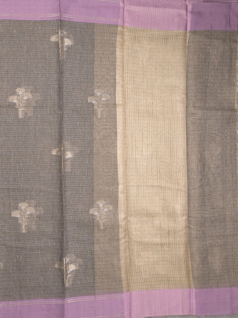 Chanderi fancy saree allover motifs with zari border with attached matching blouse