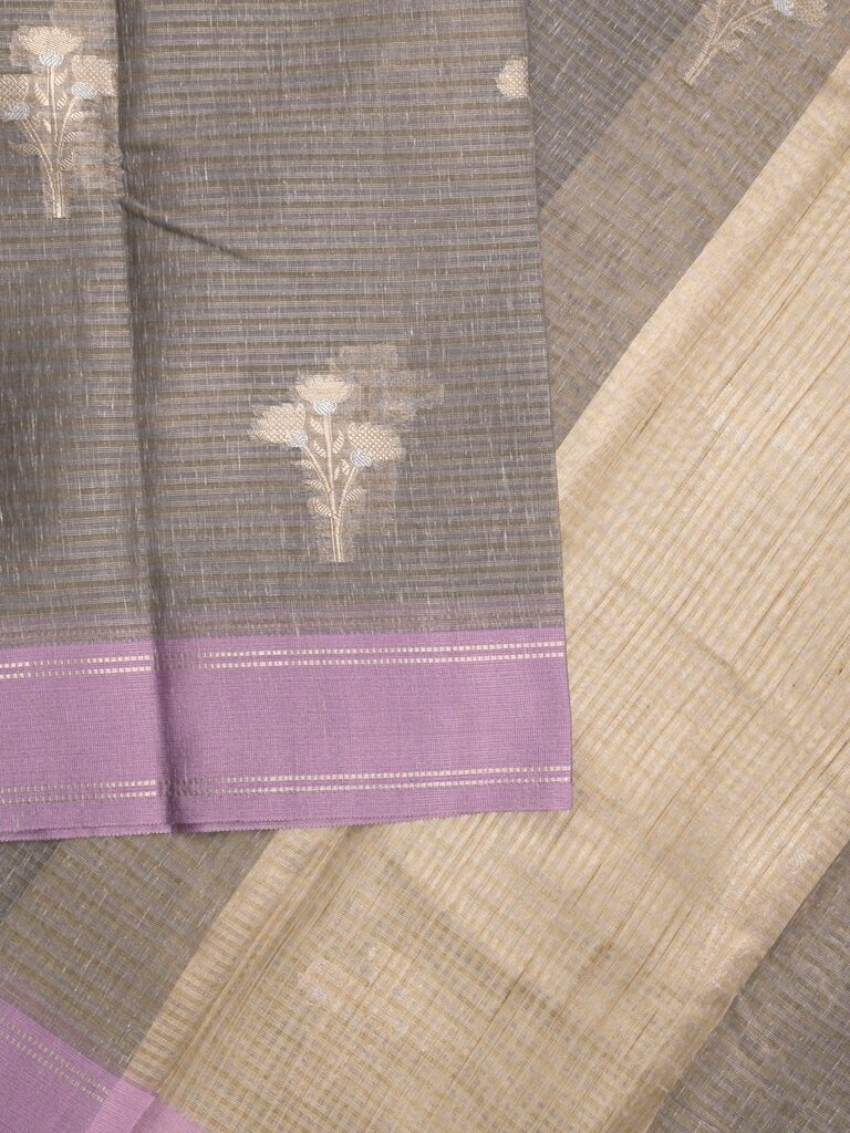 Chanderi fancy saree allover motifs with zari border with attached matching blouse