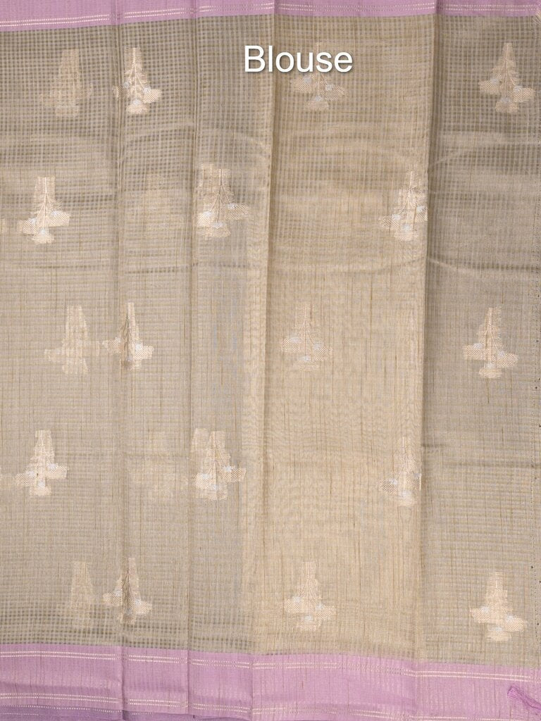 Chanderi fancy saree allover motifs with zari border with attached matching blouse