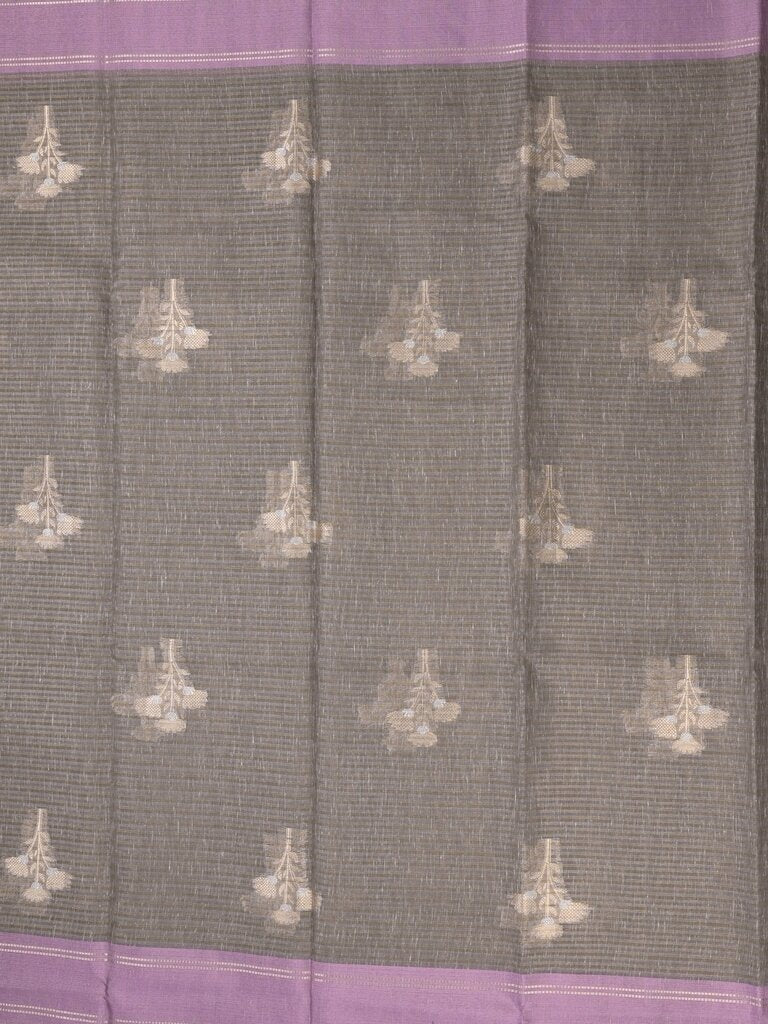 Chanderi fancy saree allover motifs with zari border with attached matching blouse