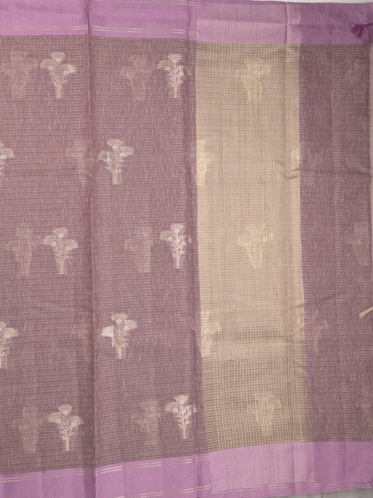 Chanderi fancy saree allover motifs with zari border with attached matching blouse