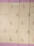 Chanderi fancy saree allover motifs with zari border with attached matching blouse