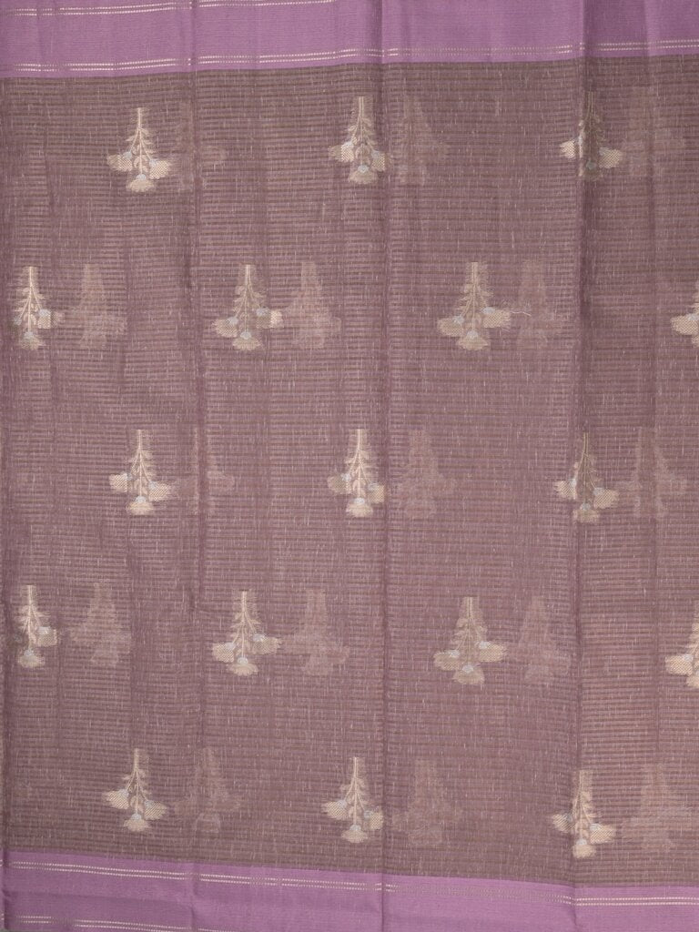 Chanderi fancy saree allover motifs with zari border with attached matching blouse