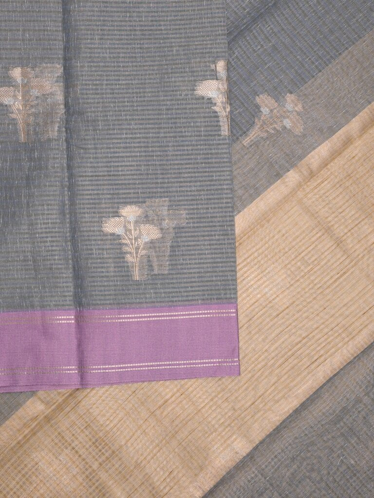 Chanderi fancy saree allover motifs with zari border with attached matching blouse