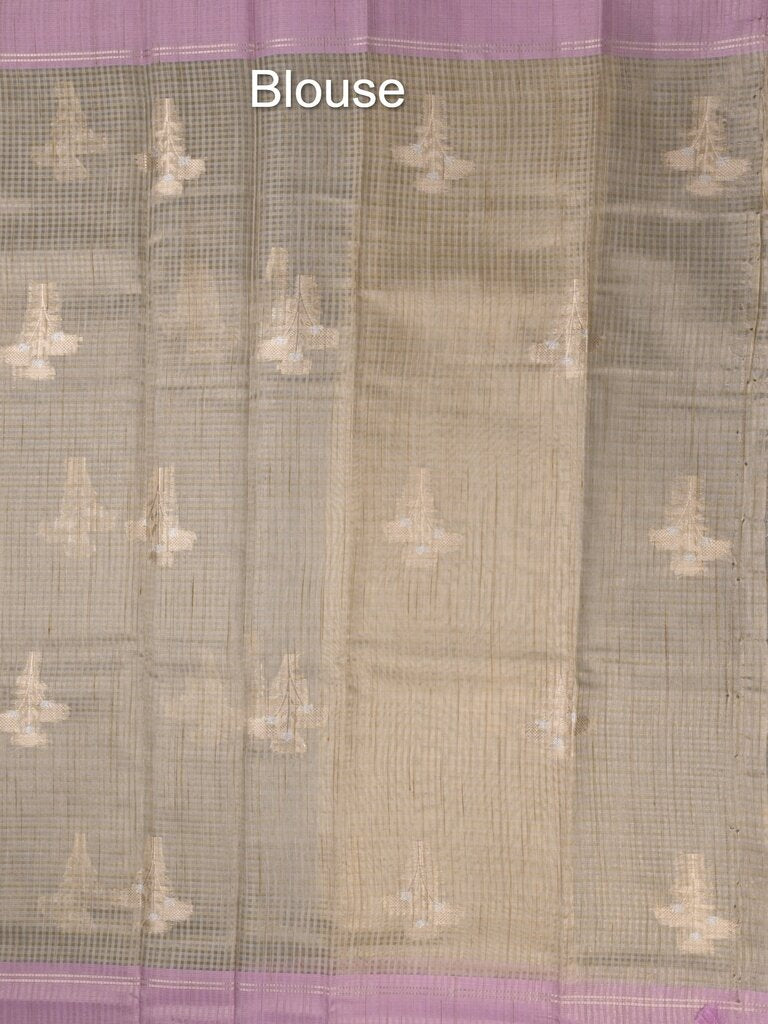 Chanderi fancy saree allover motifs with zari border with attached matching blouse