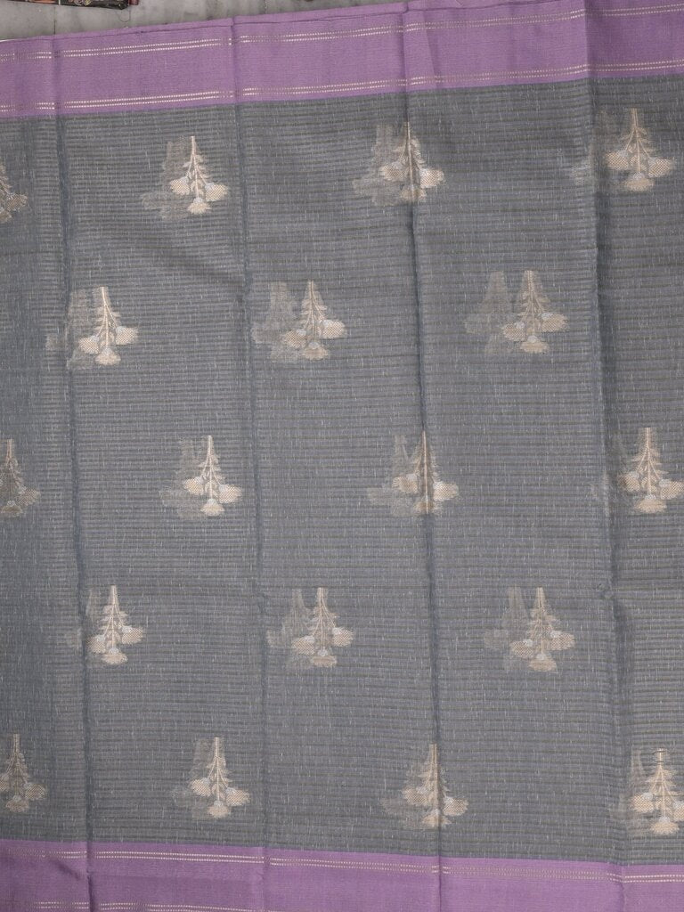 Chanderi fancy saree allover motifs with zari border with attached matching blouse