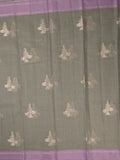 Chanderi fancy saree allover motifs with zari border with attached matching blouse
