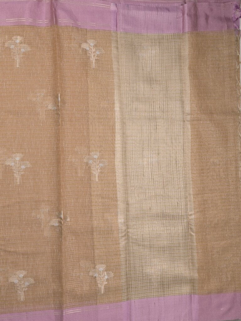 Chanderi fancy saree allover motifs with zari border with attached matching blouse