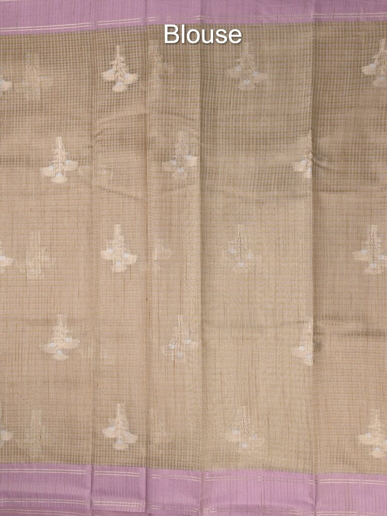 Chanderi fancy saree allover motifs with zari border with attached matching blouse