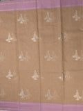 Chanderi fancy saree allover motifs with zari border with attached matching blouse