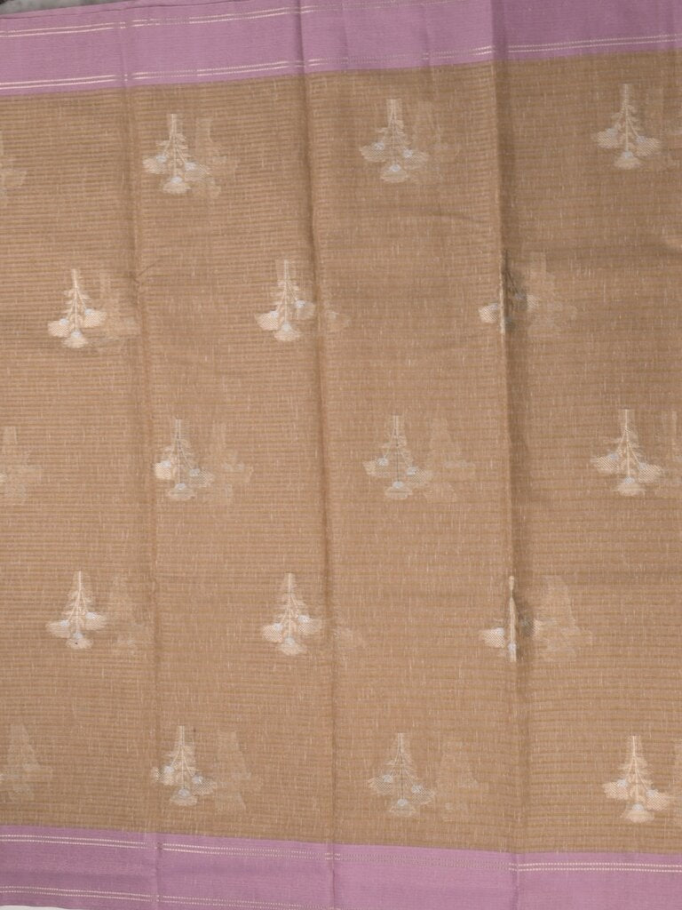 Chanderi fancy saree allover motifs with zari border with attached matching blouse