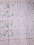 Kota fancy floral printed saree with contrast border and attached printed blouse