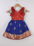 Handcrafted pen kalamkari raw silk kids lehenga 1-2 years