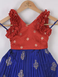 Handcrafted pen kalamkari raw silk kids lehenga 1-2 years
