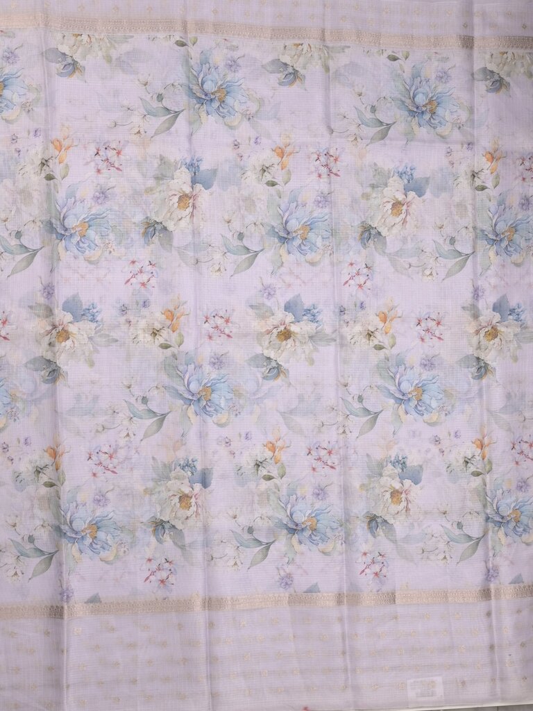 Kota fancy floral printed saree with contrast border and attached printed blouse