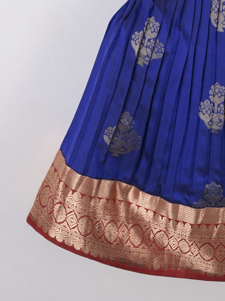 Handcrafted pen kalamkari raw silk kids lehenga 1-2 years