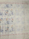 Kota fancy floral printed saree with contrast border and attached printed blouse