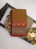 Dhaka cotton saree for women | cherry pink | temple border | contrast blouse