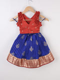 Handcrafted pen kalamkari raw silk kids lehenga 1-2 years