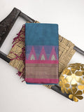 Dhaka cotton saree for women | cherry pink | temple border | contrast blouse