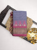 Dhaka cotton saree for women | cherry pink | temple border | contrast blouse