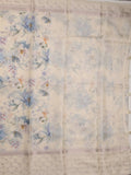 Kota fancy floral printed saree with contrast border and attached printed blouse