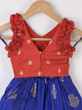 Handcrafted pen kalamkari raw silk kids lehenga 1-2 years