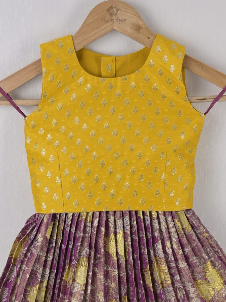 Handcrafted pen kalamkari raw silk kids lehenga 2-3 years