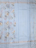 Kota fancy floral printed saree with contrast border and attached printed blouse