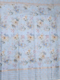 Kota fancy floral printed saree with contrast border and attached printed blouse