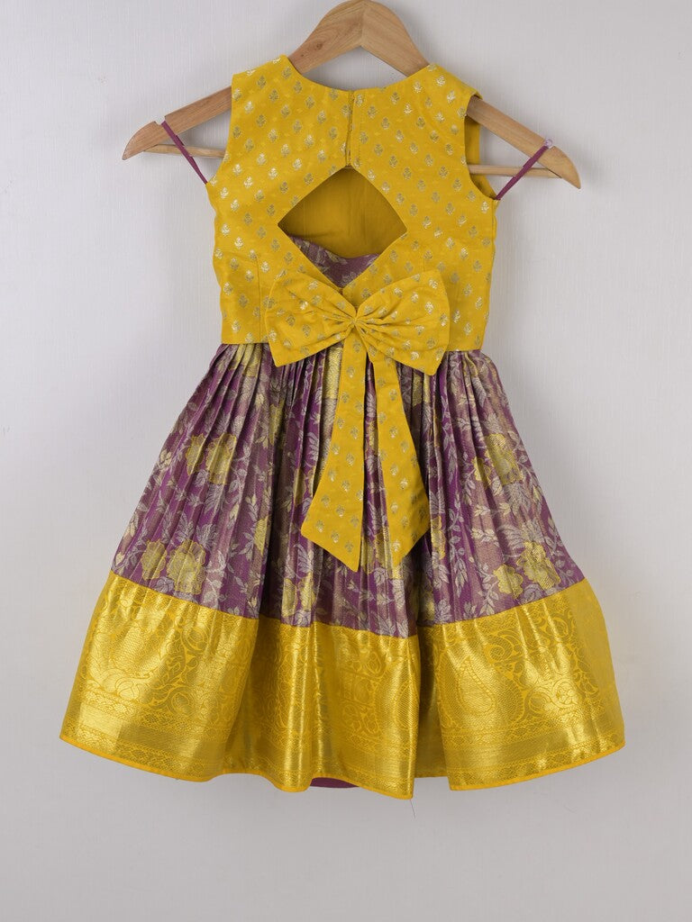 Handcrafted pen kalamkari raw silk kids lehenga 2-3 years