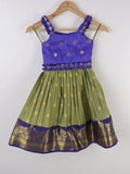 Handcrafted pen kalamkari raw silk kids lehenga 3-4 years