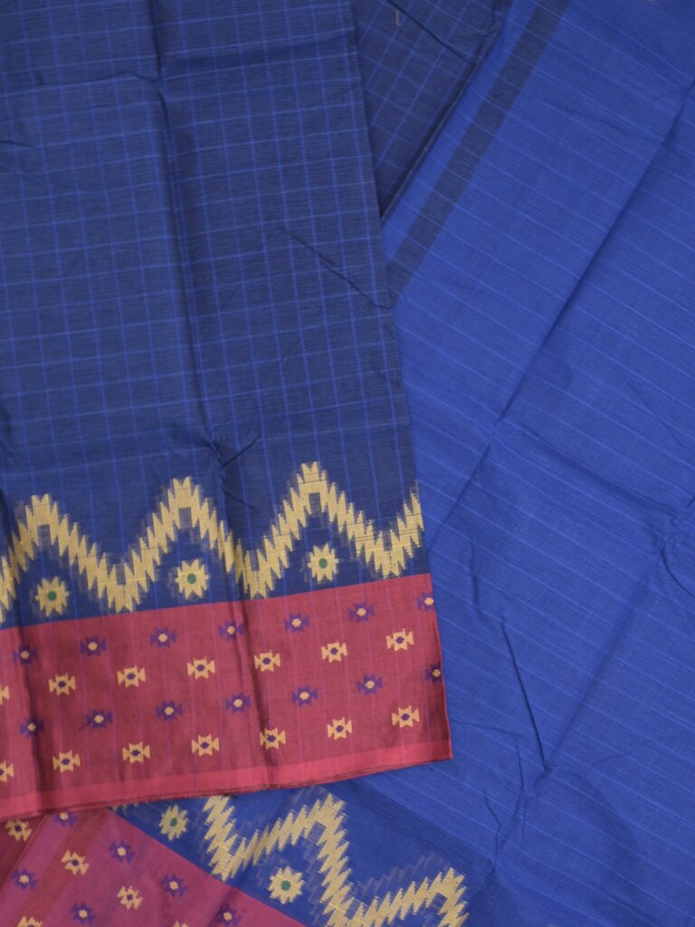 Dhaka cotton sarees for women | royal blue | temple border | without blouse