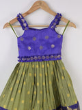 Handcrafted pen kalamkari raw silk kids lehenga 3-4 years