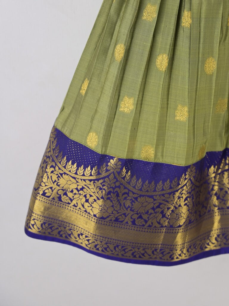 Handcrafted pen kalamkari raw silk kids lehenga 3-4 years