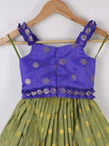 Handcrafted pen kalamkari raw silk kids lehenga 3-4 years