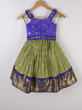 Handcrafted pen kalamkari raw silk kids lehenga 3-4 years
