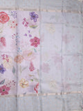Kota fancy floral printed saree with contrast border and attached printed blouse