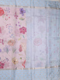 Kota fancy floral printed saree with contrast border and attached printed blouse