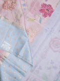 Kota fancy floral printed saree with contrast border and attached printed blouse